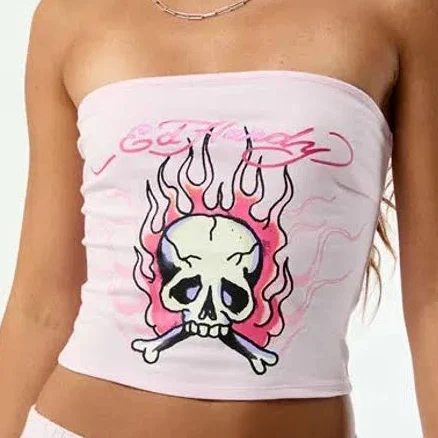 Ed Hardy Women's Flaming Skull Tube Top