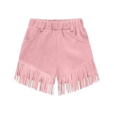 Kids Cowgirl Faux Suede Fringe Tassel Shorts