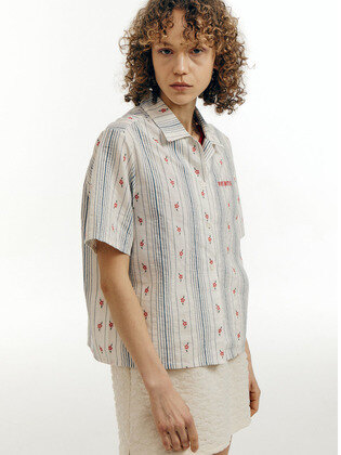 Tiny Flower Striped Shirts