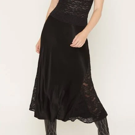 Idyllwind Rita Satin and Lace Midi Skirt
