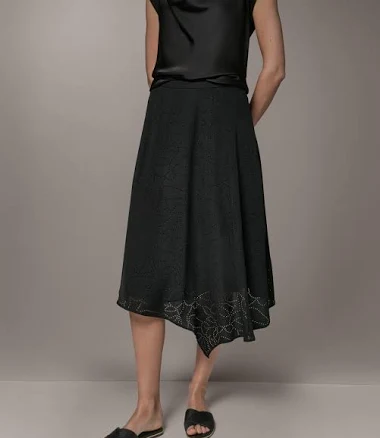 Donna Karan Women's Laser Cut High-Low Midi Skirt