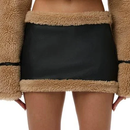 Naked Wardrobe Women's Faux Shearling Miniskirt