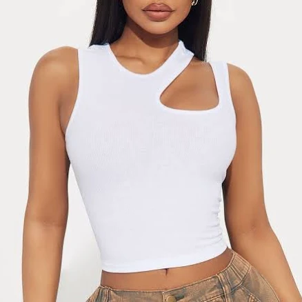 Fashion Nova Cut Out Sleeveless Ribbed Tank Top
