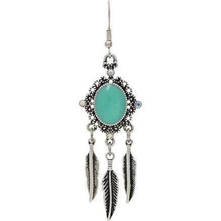 Rain Jewelry Collection Women's Stone Feather Fringe Earrings