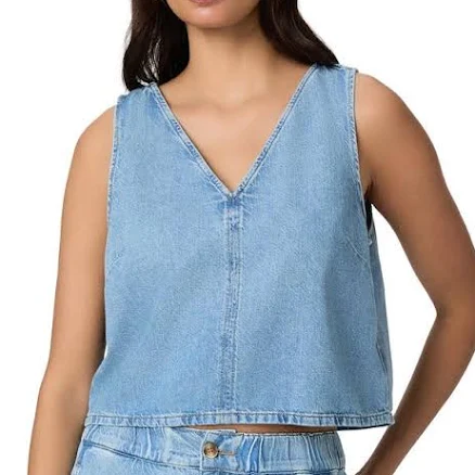 PAIGE Women's Zola Back Tie Crop Denim Top