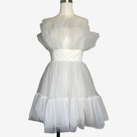 Katie May Ellee Mini Dress In Ivory Tulle Satin Bridal Party Strapless