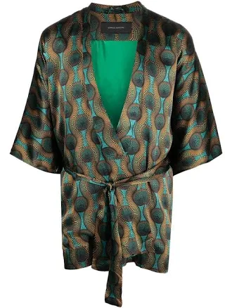 OZWALD BOATENG Women's short geometric-print tie-waist jacket
