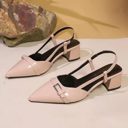 Women's Pointed Toe Kitten Heel Slingback Sandals