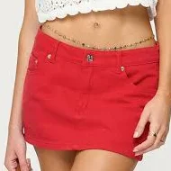 Edikted Women's Arbel Low-Rise Denim Mini Skirt
