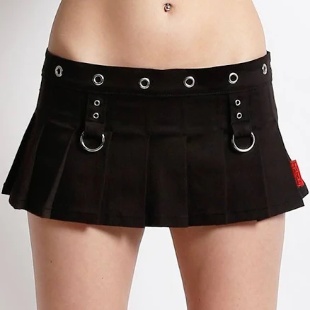 MICRO MINI RIVET SKIRT BLACK
