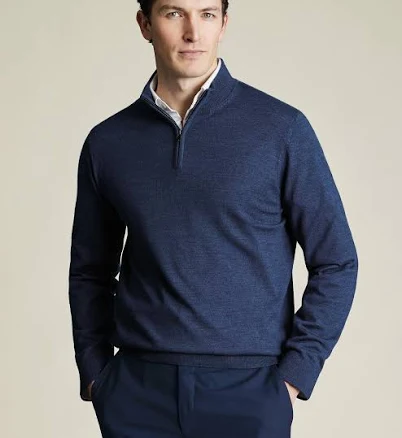Men's Charles Tyrwhitt Pure Merino Zip Neck Sweater