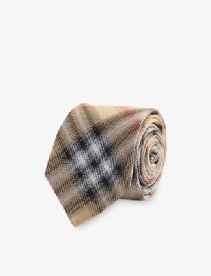 Micro Check Print Silk Tie