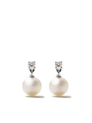 Sliced Diamond and Pearl Earrings