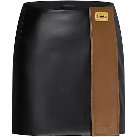 Louis Vuitton Color-blocked Leather Mini Skirt