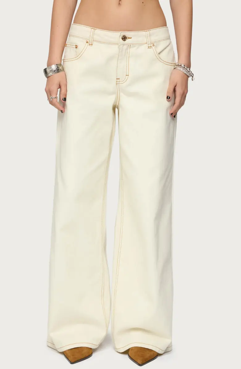 Contrast Waistband Jeans