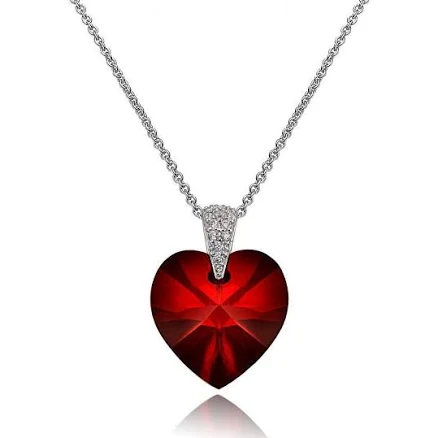 Sterling Silver Ruby Heart Necklace