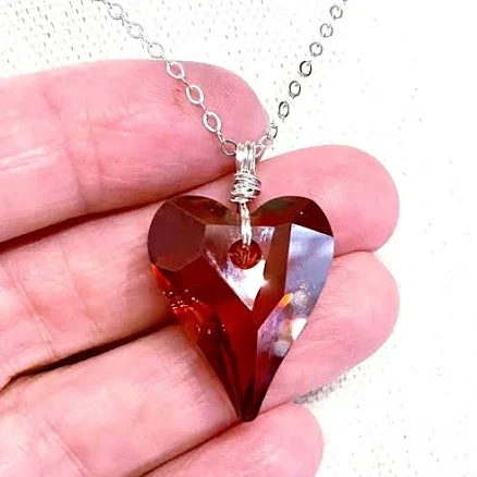 Sterling Silver Crystal Heart Necklace