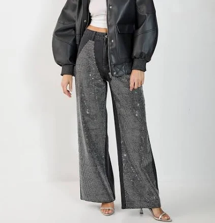 Nasty Gal Women's Diamante Denim Chap Jeans