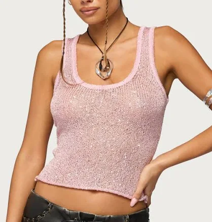 Edikted Eleora Sequin Knit Tank Top