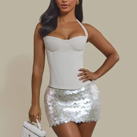 Express Shimmi Sequin Micro Mini Skirt