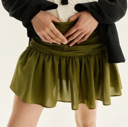H&M Ladies Ruched-Waist Mini Skirt