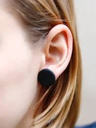 Matte black studs, Big stud earrings, Black earrings for men, Big black studs, Round earrings, Mens studs, Modern jewelry, Large earrings