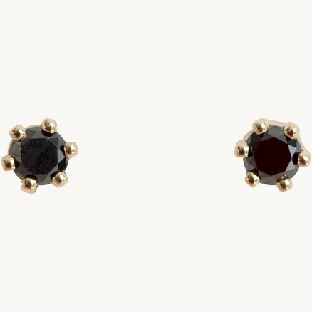 14K Yellow Gold Baby Black Diamond Stud