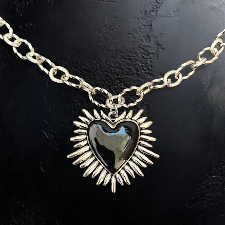Gothic Spiky Vampire Heart Pendant Necklace