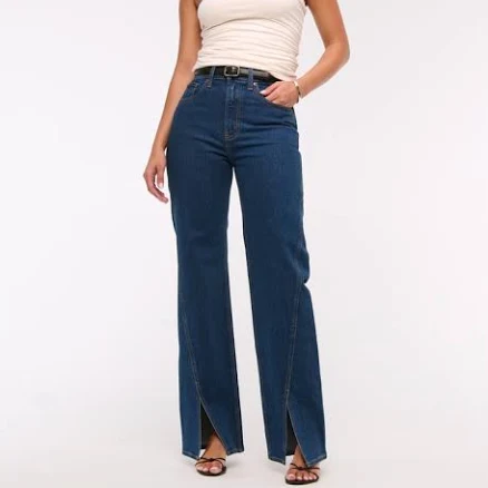 Abercrombie & Fitch Women's High Rise 90s Relaxed Split-Vent Hem Jean