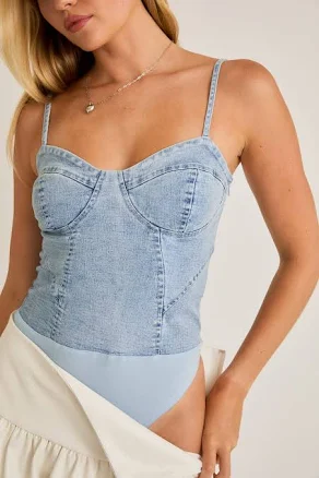 Denim Bustier Bodysuit