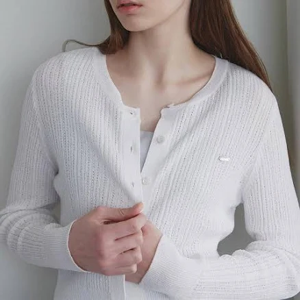 W Concept Summer-boucle Ribbed Cardigan