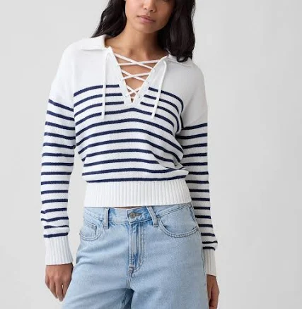 Gap Women's Relaxed Collared Stripe Sweater