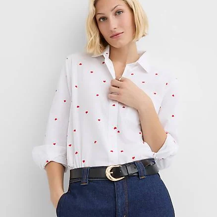 Loft Women's Petite Heart Embroidered ShirtLoft Women's Petite Heart Embroidered Shirt
