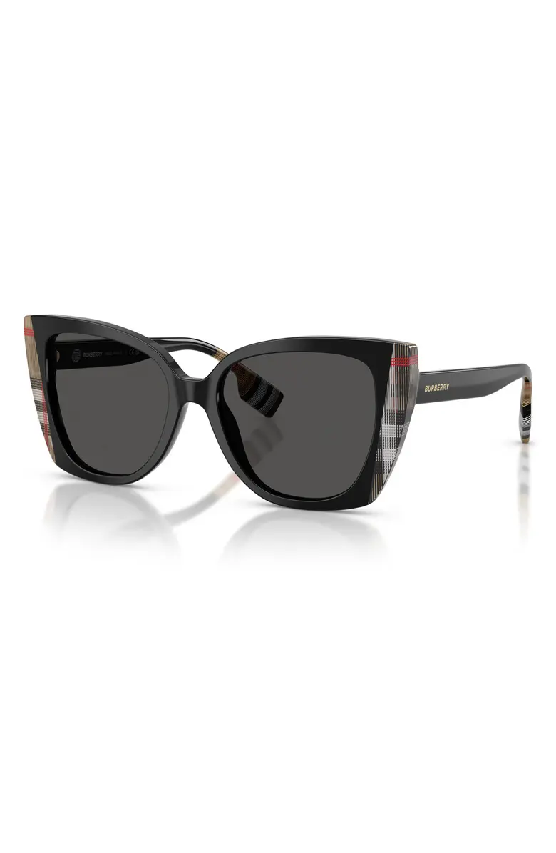 Meryl Cat-eye Sunglasses Black/Vintage Check - Burberry