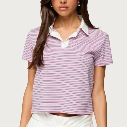 Edikted Women's Lennie Striped Polo Top