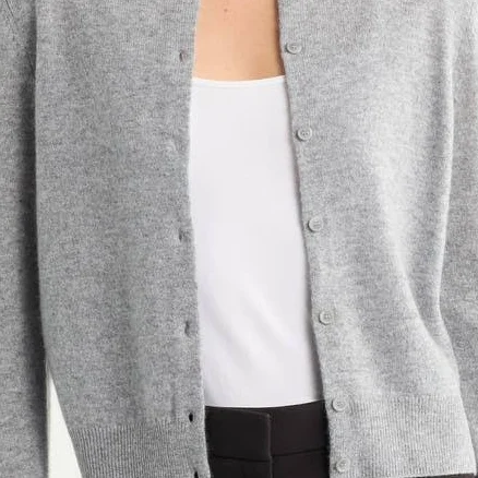 Nordstrom Crewneck Cashmere Cardigan in Grey Heather at Nordstrom Rack, Size X-Large