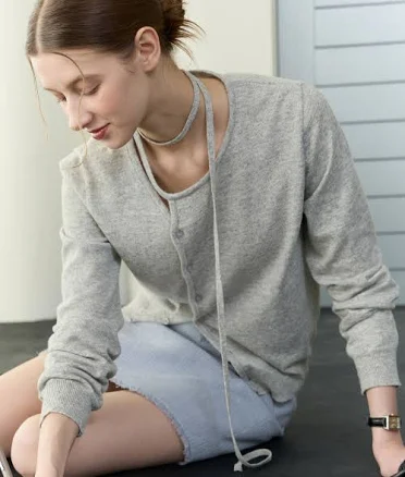NONLOCAL Cut Out Detachable Tie Knit Top