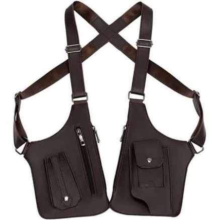 GoodGoods Double Shoulder Strap Armpit Bag Multi-pocket Outdoor Anti-Theft Tactical Bags (Dark Brown)