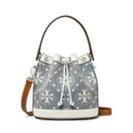 Tory Burch Women's T Monogram Denim Bucket Bag