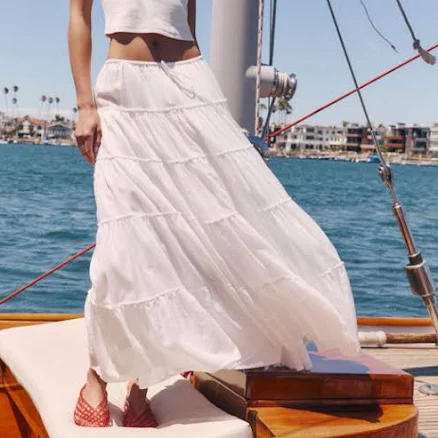 Lulus Gauzy Tiered Maxi Skirt