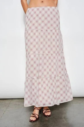 Tiered Plaid Maxi Skirt