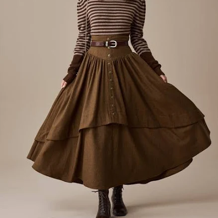 Christina 19 Retro Layered Wool Skirt