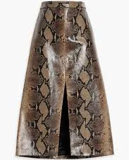 Fraser snake-effect leather midi skirt