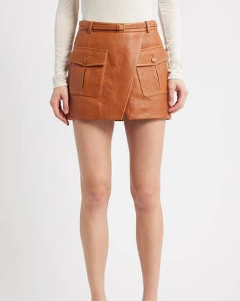 FRAME Women's Leather Cargo Miniskirt