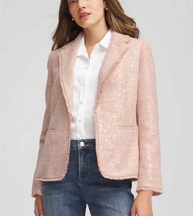 Chico's Women's Tweed Sequin Blazer Jacket