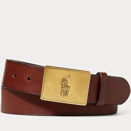 Ralph Lauren Men's Pony Plaque Leather Belt