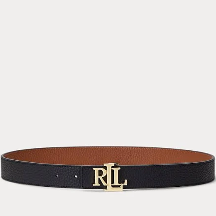 Lauren Woman Ralph Lauren Logo Reversible Pebbled Leather Belt