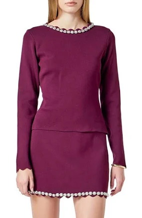 Endless Rose Women's Long sleeve Jewel Top