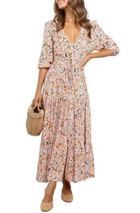 Petal & Pup Women's Kelda Floral Three Quarter Sleeve Dress