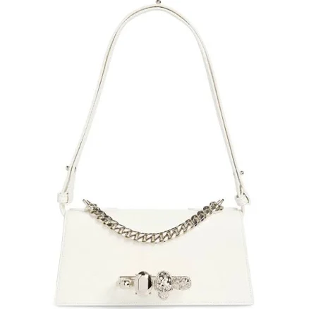 McQueen Women's Mini Jewelled Croc-Embossed Leather Shoulder Bag